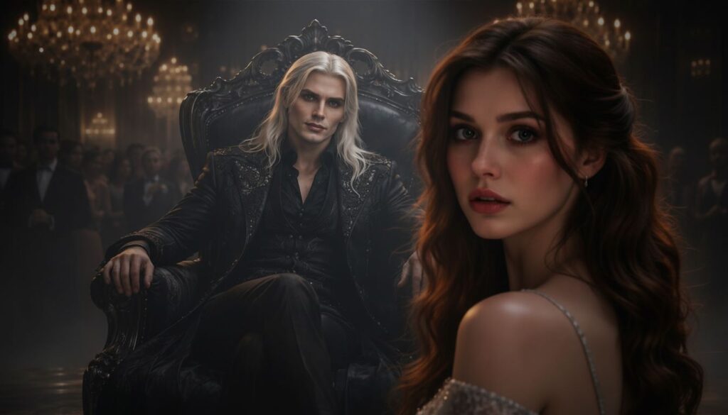 Vampire king crosses the ballroom to dance with a shy young woman while her sister glares