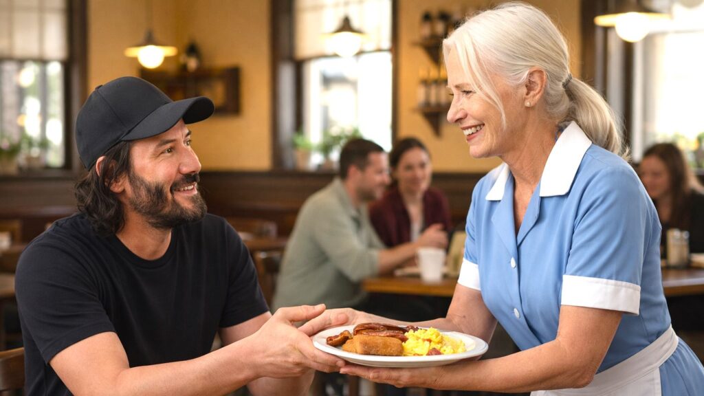 elderly waitress lost her job