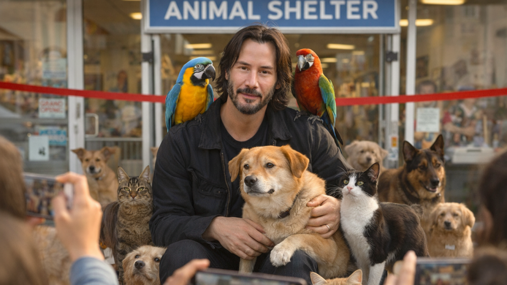 Keanu Reeves kindness with fans and animals in a peaceful moment

