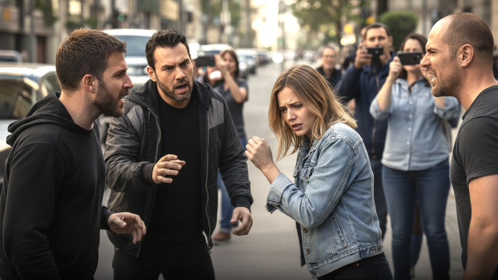 Keanu Reeves saw four men surrounding a woman on the sidewalk